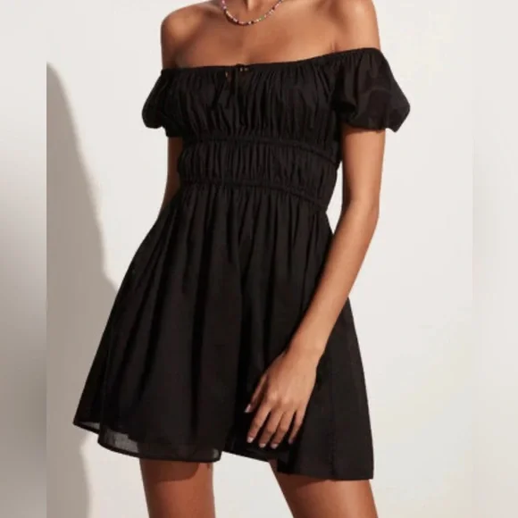 black ruffle dress plus size Faithfull The Brand